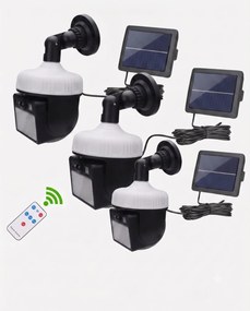 Set 3 bucati Lampa Solara Tip Camera Rotativa 360 Grade cu Panou Separata si Senzor de Miscare