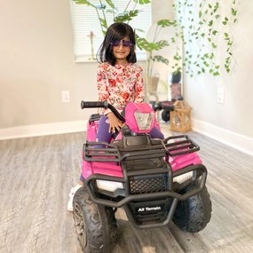 HOMCOM Quad electric pentru copii 12V, mașină electrică pentru copii, motor dublu, faruri și muzică, 88x45x50cm, roz | Aosom Romania