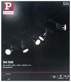 Paulmann 94446 - Set 5x GU5,3/10W spot SALT 230V negru