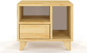 Noptieră lemn masiv TerraCraft 1 Sertar 2 Rafturi Pin, 45 × 35 × 39 cm - Alb Pur