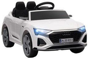 AIYAPLAY Mașină Electrică pentru Copii, 12V Audi Q8, 3-5 km/h, Telecomandă, Faruri, Muzică, Alb | Aosom Romania