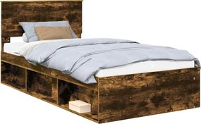 vidaXL Cadru de pat Stejar fumuriu 100 x 200 cm Lemn de pin masiv