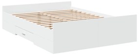 3280314 vidaXL Cadru de pat cu sertare, alb, 135x190 cm, lemn prelucrat