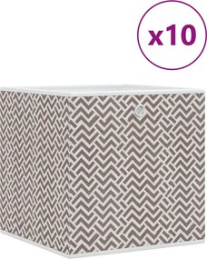 vidaXL Cutii depozitare pliabile 10 buc maro 32x32x32cm textil nețesut
