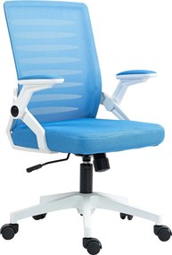 Vinsetto Scaun Ergonomic Reglabil pe Înălțime cu Cotiere de Ridicare, Scaun de Birou Pivotant din Poliester, 54x54x89-99 cm, Albastru | Aosom Romania