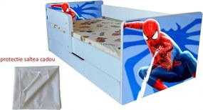 Pat spiderman cu sertar 2-9 ani ,saltea si husa cadou