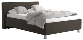 Pat tapițat DALMA 140x200 cm, cu spațiu de depozitare și saltea, gri/maro