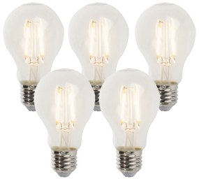 Set de 5 becuri LED cu filament reglabile E27 A60 5W 470lm 2700K