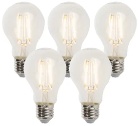Set de 5 becuri LED cu filament reglabile E27 A60 5W 470lm 2700K