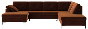 Canapea extensibilă cu șezlong pe partea dreaptă și suprafață din catifea în formă de 