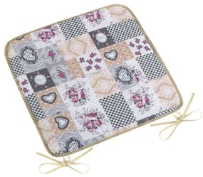 Pernă de scaun Bellatex DITA neetedă Patchwork love, 40 x 40 cm