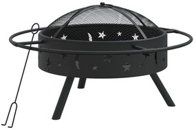 360064 vidaXL Vatră de foc cu vătrai, 70 cm, oțel, XXL