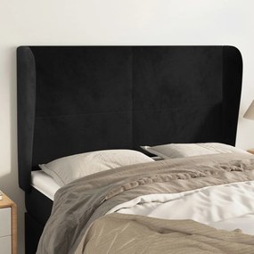 3117726 vidaXL Tăblie de pat cu aripioare, negru, 147x23x118/128 cm, catifea
