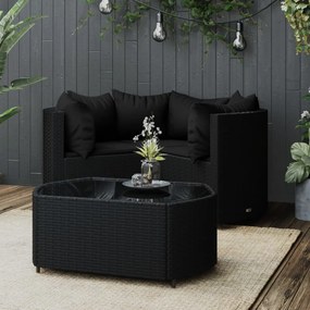 319792 vidaXL Set mobilier relaxare grădină 4 piese cu perne poliratan negru