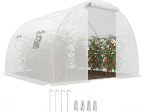 Outsunny Seră de grădină tunel 9 m² 4 ferestre, ușă rulou cu fermoar cadru oțel galvanizat, prelată PE 3 x 3 x 2 m alb | Aosom Romania