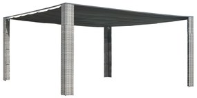 Pavilion acoperis glisant gri antracit 400x400x200 cm poliratan gri si antracit, 400 x 400 x 200 cm