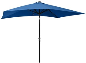 Umbrela de soare cu stalp din otel  LED-uri, albastru, 2x3 m azure blue