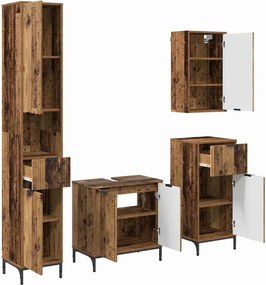 vidaXL Set de mobilier pentru baie Lemn Vechi Lemn de inginerie, Metal