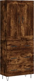 vidaXL Dulap înalt, stejar fumuriu, 69,5x34x180, lemn compozit