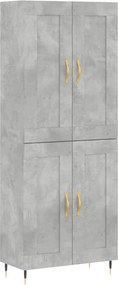 vidaXL Dulap înalt, gri beton, 69,5x34x180, lemn compozit