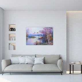 Tablou - Sosirea toamnei, pictură în ulei (90x60 cm)