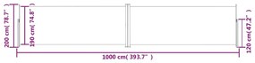 Copertina laterala retractabila, rosu, 200x1000 cm Rosu, 200 x 1000 cm