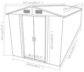 Sopron de gradina, gri, 257x779x181 cm, otel zincat