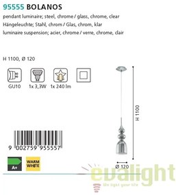 Pendul, Lustra suspendata design elegant GU10-LED, diametru 12cm, BOLANOS 95555 EL