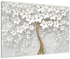 Tablou cu copac alb cu flori (90x60 cm)