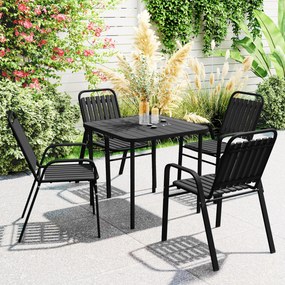 Outsunny Set 4 Scaune de Grădină Stivuibile Scaune de Exterior 56x66x91 cm Negru | Aosom Romania