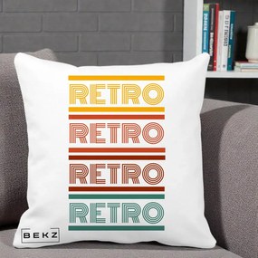 Perna Decorativa RETRO Text Multicolor, 40x40 cm, Alba Mata, Husa Detasabila, Perna Inclusa, BEKZ®