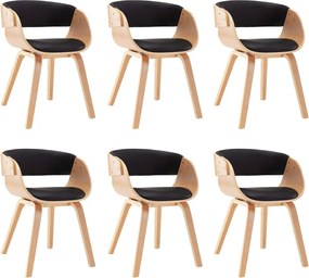 vidaXL Scaune bucătărie, 6 buc., lemn curbat și piele ecologică