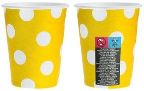 Colorat Yellow Polka Dots Pahar de hârtie galben 6 buc 270 ml