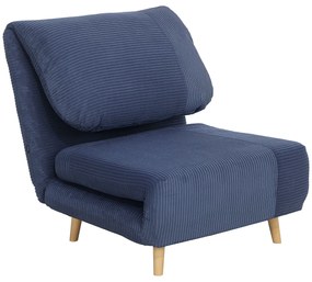 HOMCOM 2 în 1 Fotoliu Extensibil Pat de Oaspeți, cu Pernă Reglabila în Catifea 82 cm x 89 cm x 83 cm Albastru | Aosom Romania