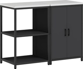 vidaXL Set de depozitare pentru bucătărie cu raft cu ușă 2 pcs Negru