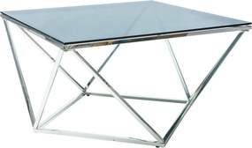 Masuta Silver A, transparent/crom, sticla temperata/metal, 80X80X45 cm
