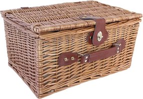 Coș de picnic mic din răchită împletită cu căptușeală în dungi verzi, pentru 4 persoane, „Vendela Small Green"