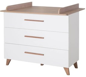 Comodă de copii albă/în culoare naturală joasă cu aspect de lemn de stejar cu masă de schimbat 110x98 cm – Roba