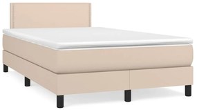 3269818 vidaXL Pat box spring cu saltea, cappuccino, 120x190cm piele ecologică