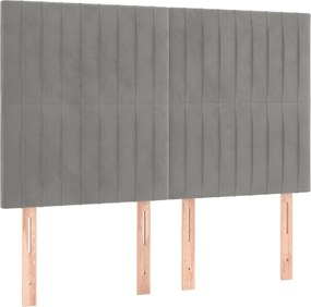 vidaXL Tăblie de pat gri deschis 144x5x118/128 cm catifea