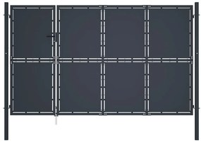 vidaXL Poartă de grădină, antracit, 350 x 150 cm, oțel