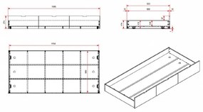 Pat pentru copii MARGRIT, 90 x 200 cm, alb cu tonuri naturale, cu 3 sertare pentru depozitare – Vipack