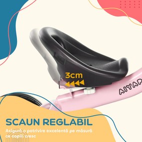 AIYAPLAY Tricicleta pentru Copii 2-5 Ani cu Scaun Reglabil, Bicicletă pentru Copii cu Coș, 70,5x53x58 cm, Roz | Aosom Romania