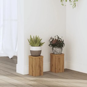 vidaXL Suporturi de plante, 2 buc., stejar artizanal, 10x10x18cm, lemn