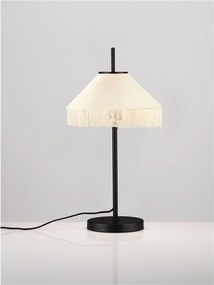 Veioza cu abajur din catifea si franjuri bej VELVY