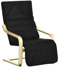 HOMCOM Fotoliu Relaxant Confort si Relaxare cu Cotier reglabil detasabil 94 x 66,5 x 100 cm Lemn Masiv Negru | Aosom Romania