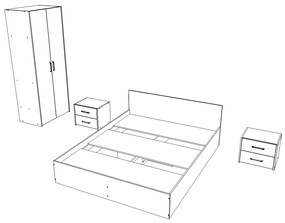 Set dormitor Malmo haaus V1, Pat 200 x 160 cm, Stejar Alb/Antracit