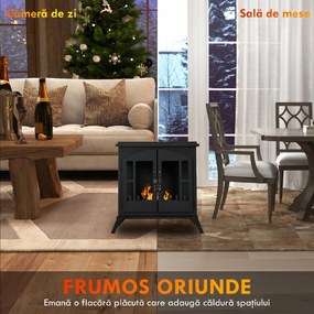HOMCOM Șemineu pe Bioetanol, Bioșemineu cu Arzător de 0,9L pentru 3 Ore de Ardere, 55x31x55 cm, Negru | Aosom Romania