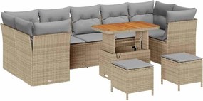 vidaXL Set de canapele pentru grădină 10 pcs Bej poliratan