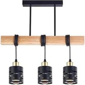 Lustră suspendată pe cablu ELEN, 3x E27/35W/230V, negru/auriu/maro